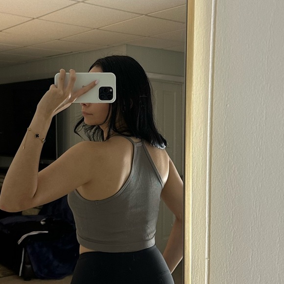 Gray Halter Crop Top - Picture 2 of 3